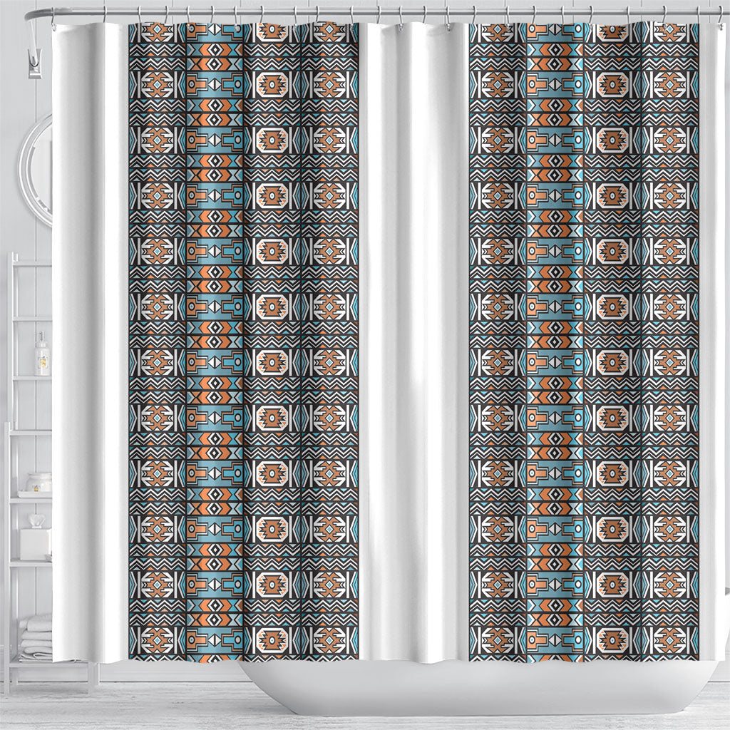 African Ndebele Traditional Attire Shower Curtain White Ndebele Stripe