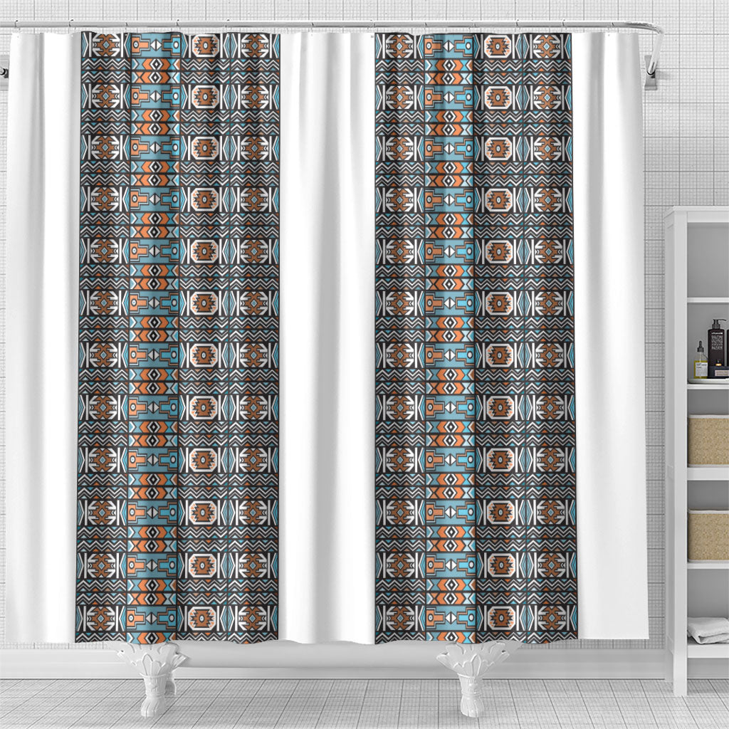 African Ndebele Traditional Attire Shower Curtain White Ndebele Stripe