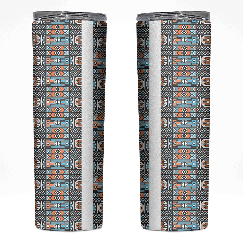 African Ndebele Traditional Attire Skinny Tumbler White Ndebele Stripe