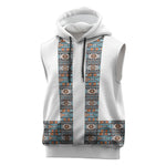 African Ndebele Traditional Attire Sleeveless Hoodie White Ndebele Stripe