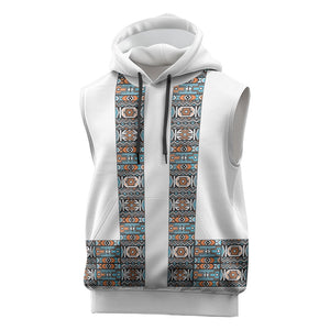 African Ndebele Traditional Attire Sleeveless Hoodie White Ndebele Stripe