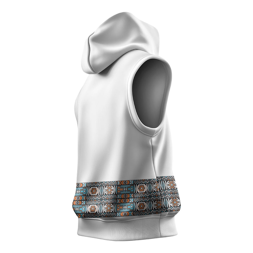 African Ndebele Traditional Attire Sleeveless Hoodie White Ndebele Stripe