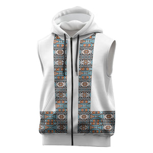 African Ndebele Traditional Attire Sleeveless Zip Hoodie White Ndebele Stripe