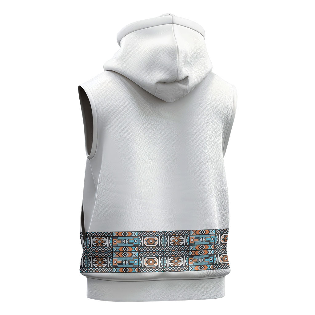 African Ndebele Traditional Attire Sleeveless Zip Hoodie White Ndebele Stripe