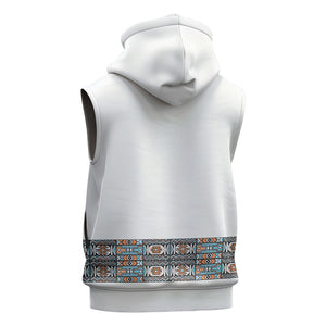 African Ndebele Traditional Attire Sleeveless Zip Hoodie White Ndebele Stripe