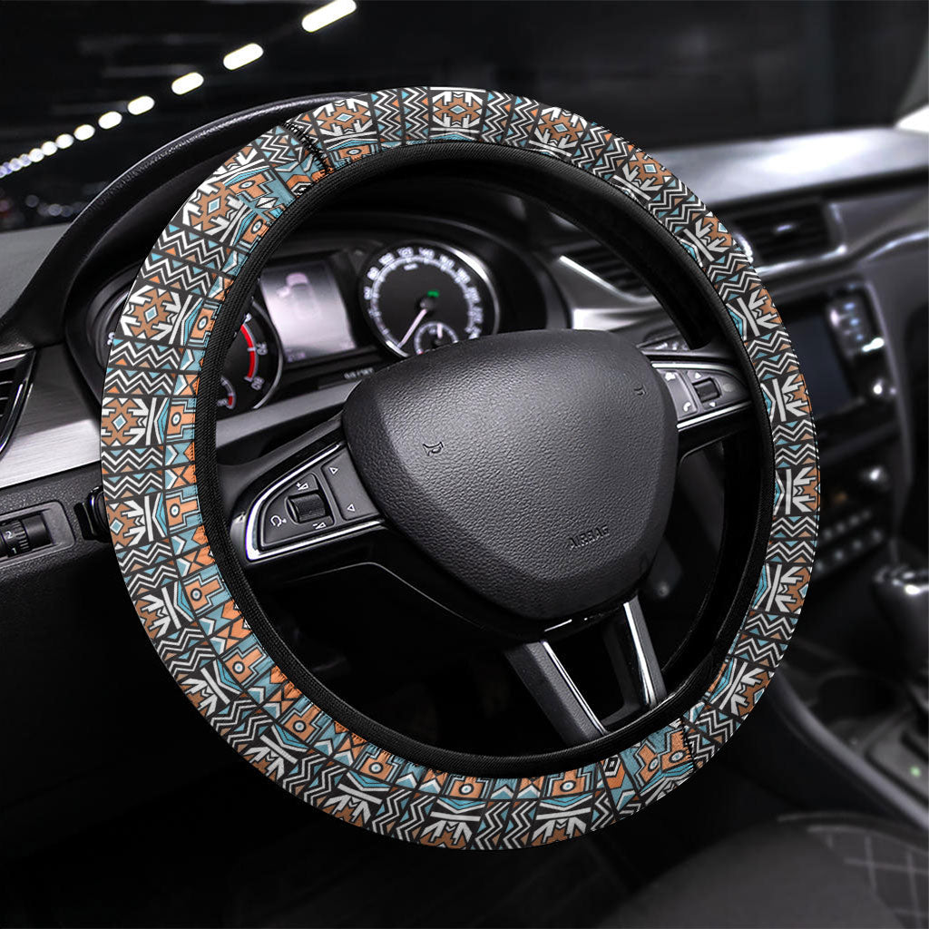 African Ndebele Traditional Attire Steering Wheel Cover White Ndebele Stripe