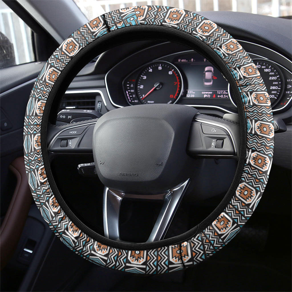 African Ndebele Traditional Attire Steering Wheel Cover White Ndebele Stripe