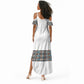 African Ndebele Traditional Attire Summer Maxi Dress White Ndebele Stripe