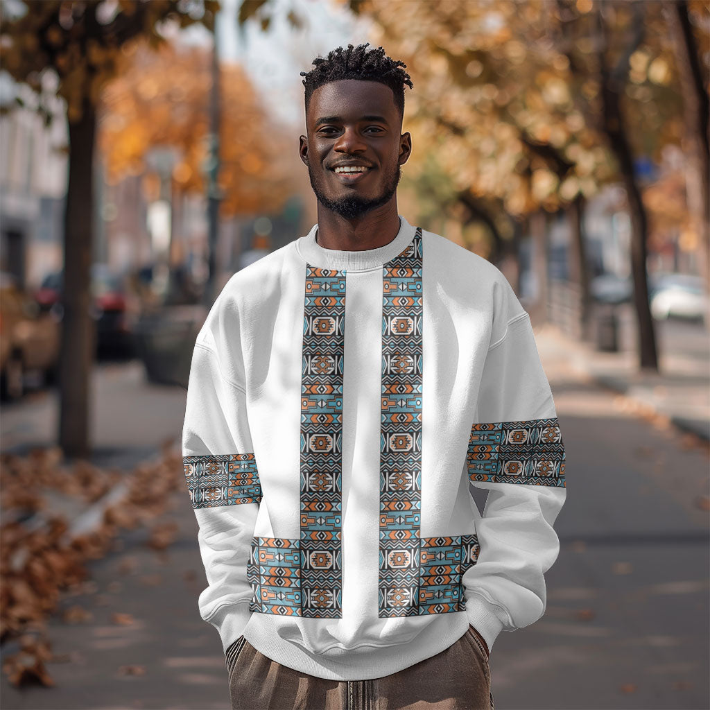 African Ndebele Traditional Attire Sweatshirt White Ndebele Stripe