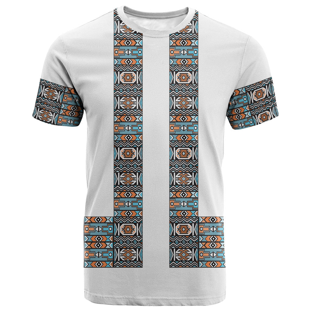 African Ndebele Traditional Attire T shirt White Ndebele Stripe