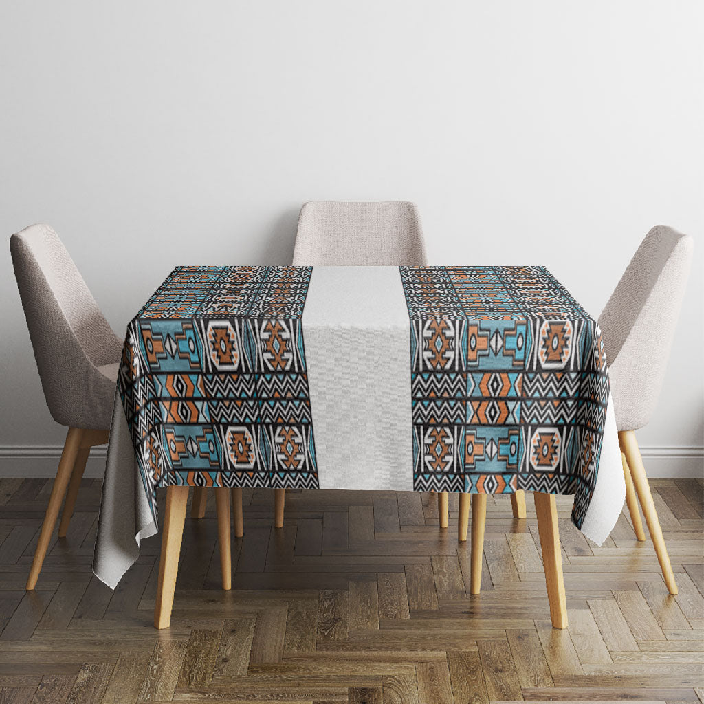 African Ndebele Traditional Attire Tablecloth White Ndebele Stripe