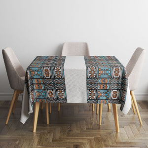 African Ndebele Traditional Attire Tablecloth White Ndebele Stripe