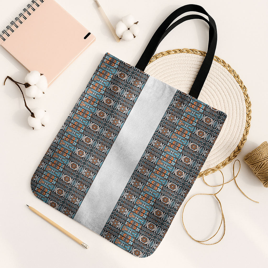 African Ndebele Traditional Attire Tote Bag White Ndebele Stripe
