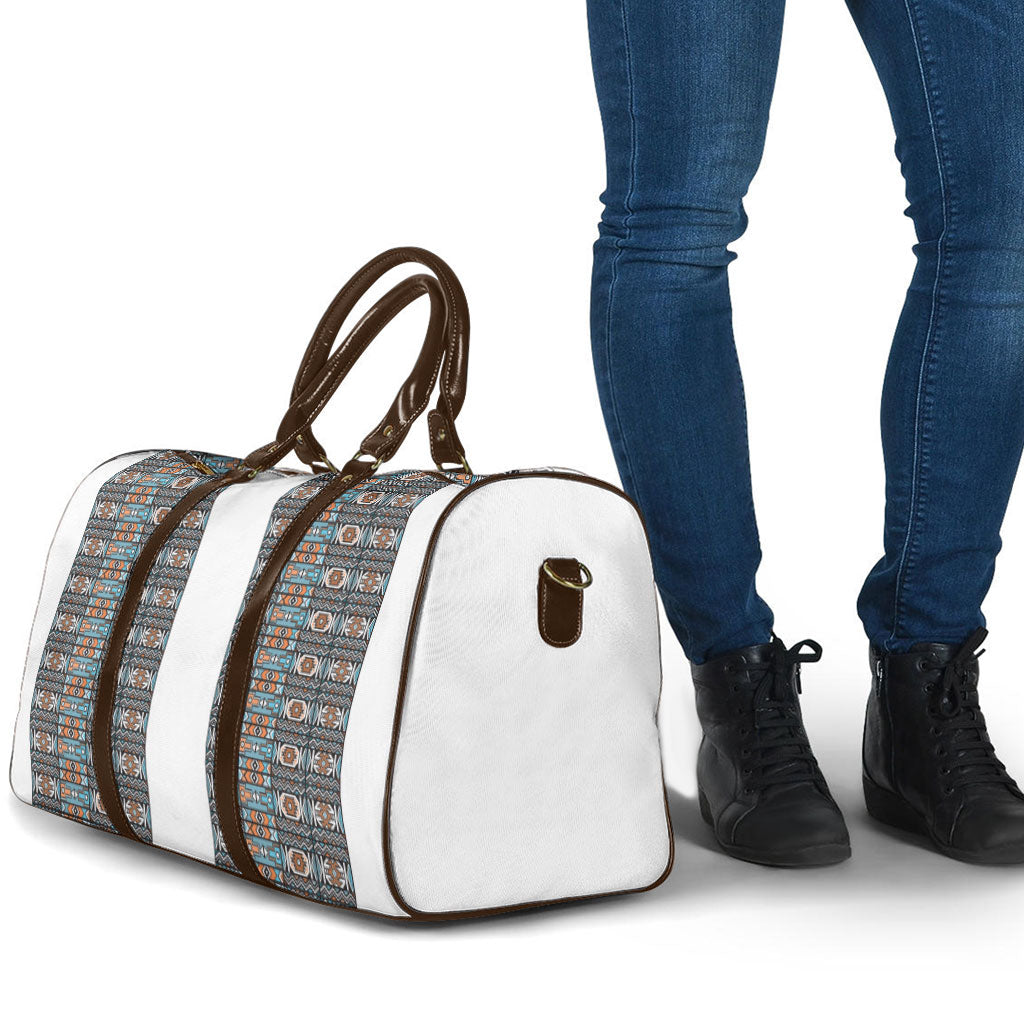 African Ndebele Traditional Attire Travel Bag White Ndebele Stripe