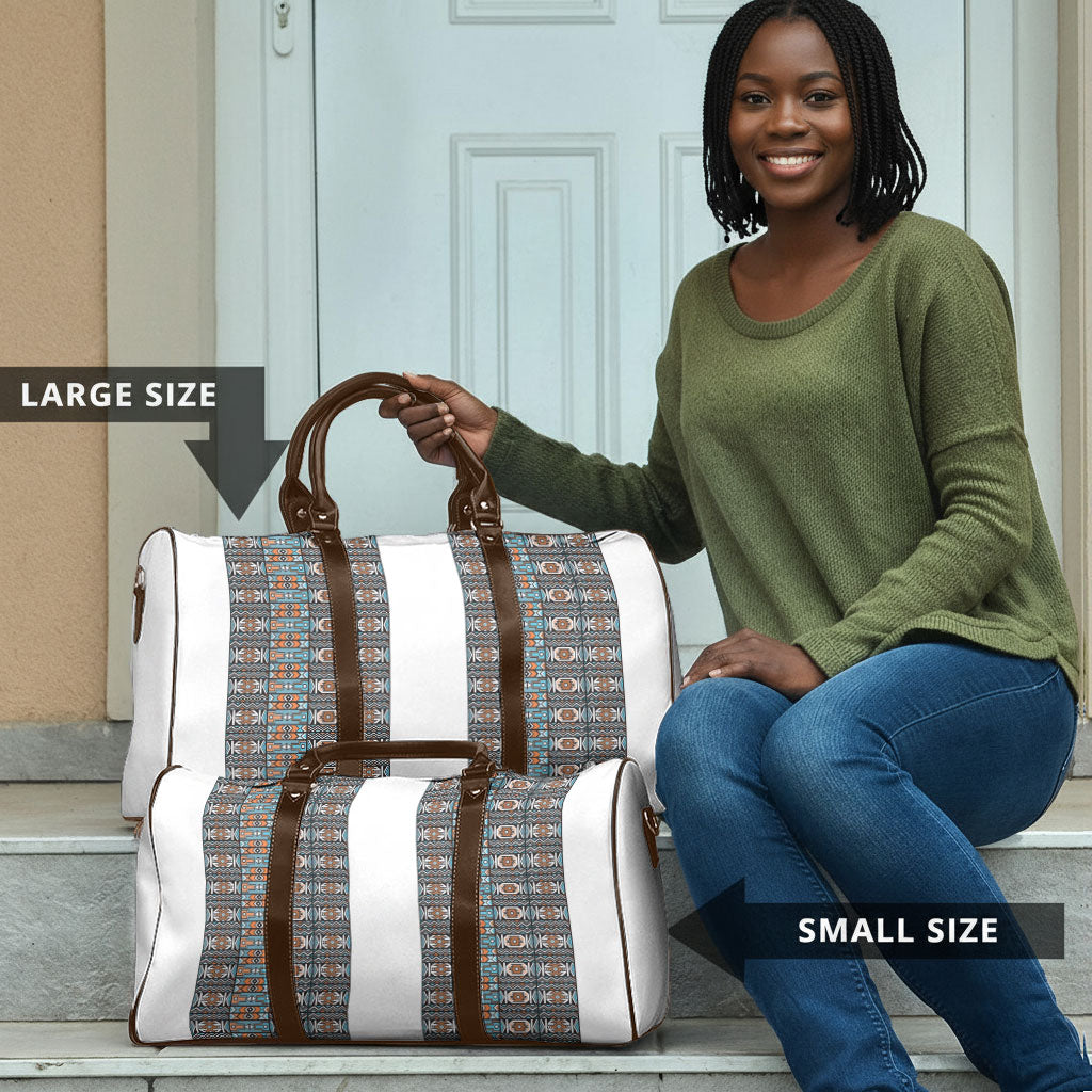African Ndebele Traditional Attire Travel Bag White Ndebele Stripe