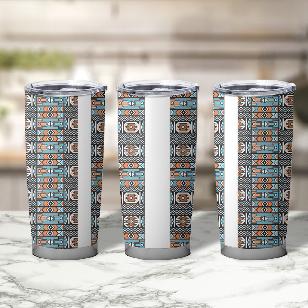 African Ndebele Traditional Attire Tumbler Cup White Ndebele Stripe
