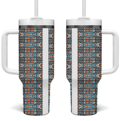 African Ndebele Traditional Attire Tumbler With Handle White Ndebele Stripe