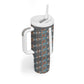African Ndebele Traditional Attire Tumbler With Handle White Ndebele Stripe