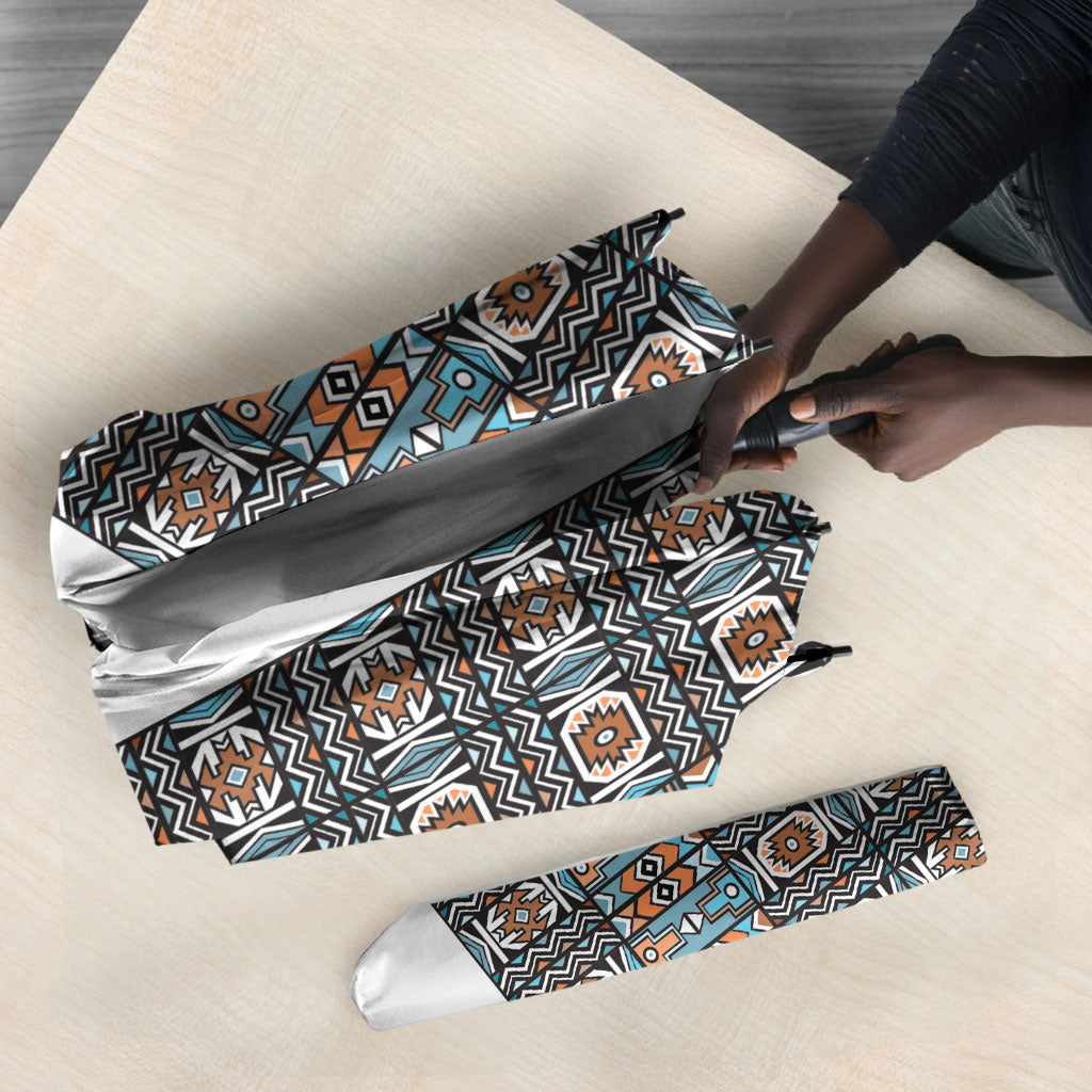 African Ndebele Traditional Attire Umbrella White Ndebele Stripe