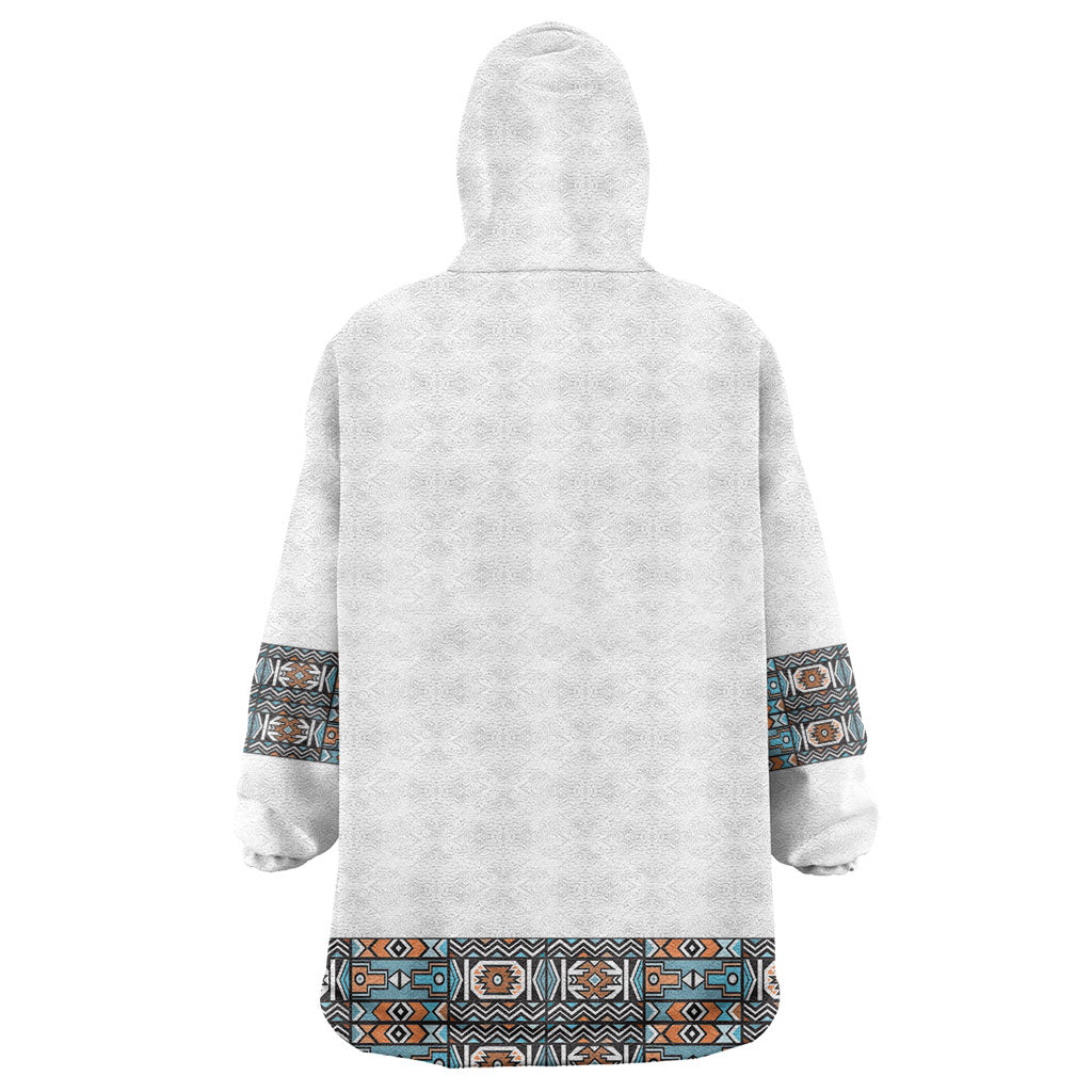African Ndebele Traditional Attire Wearable Blanket Hoodie White Ndebele Stripe
