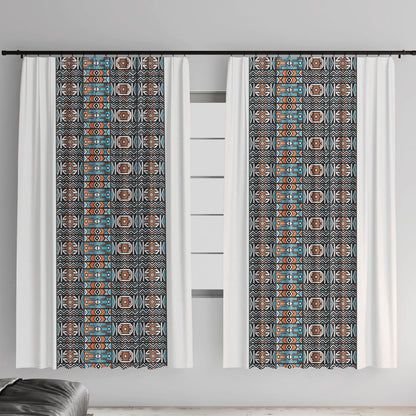African Ndebele Traditional Attire Window Curtain White Ndebele Stripe