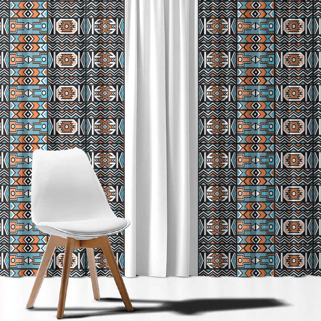 African Ndebele Traditional Attire Window Curtain White Ndebele Stripe