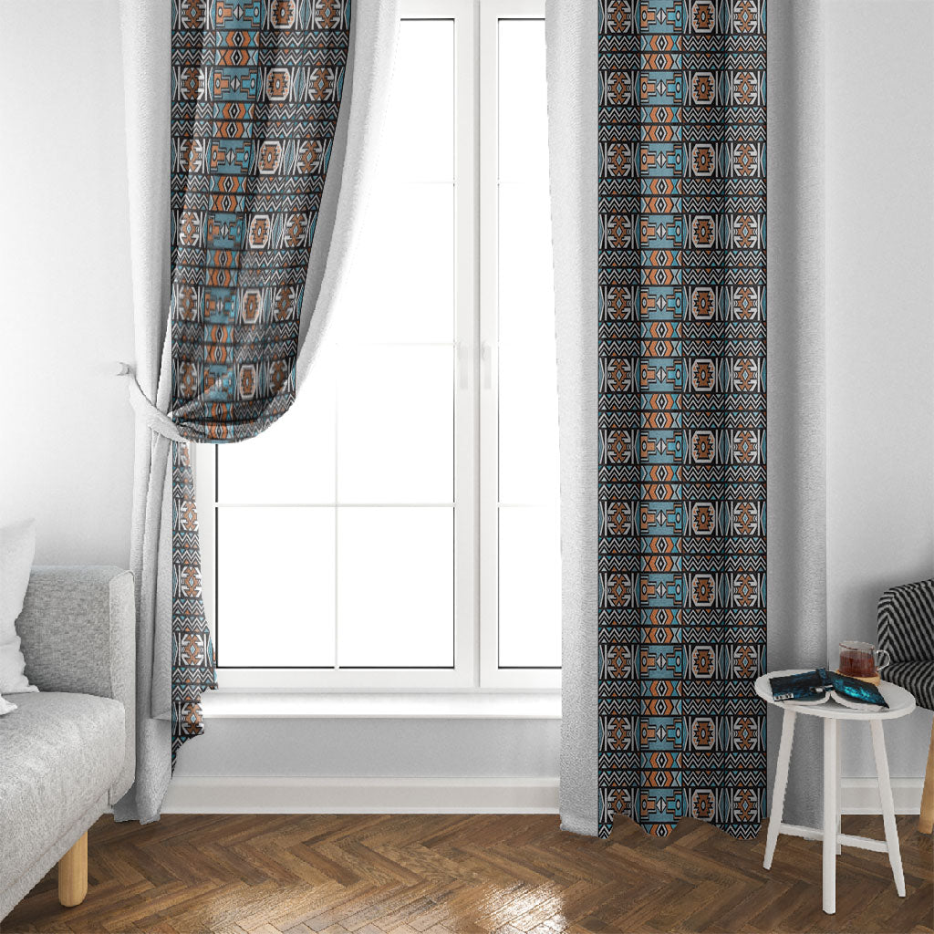 African Ndebele Traditional Attire Window Curtain White Ndebele Stripe