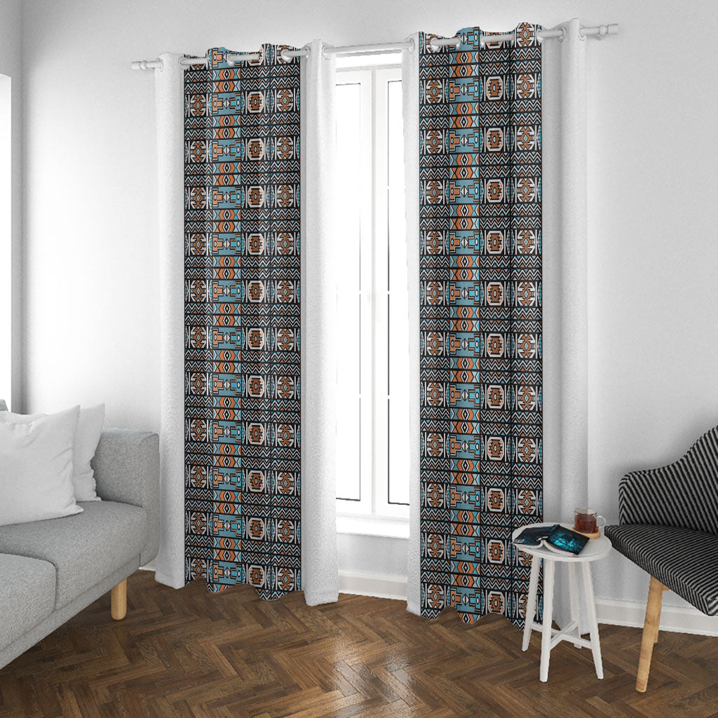 African Ndebele Traditional Attire Window Curtain White Ndebele Stripe