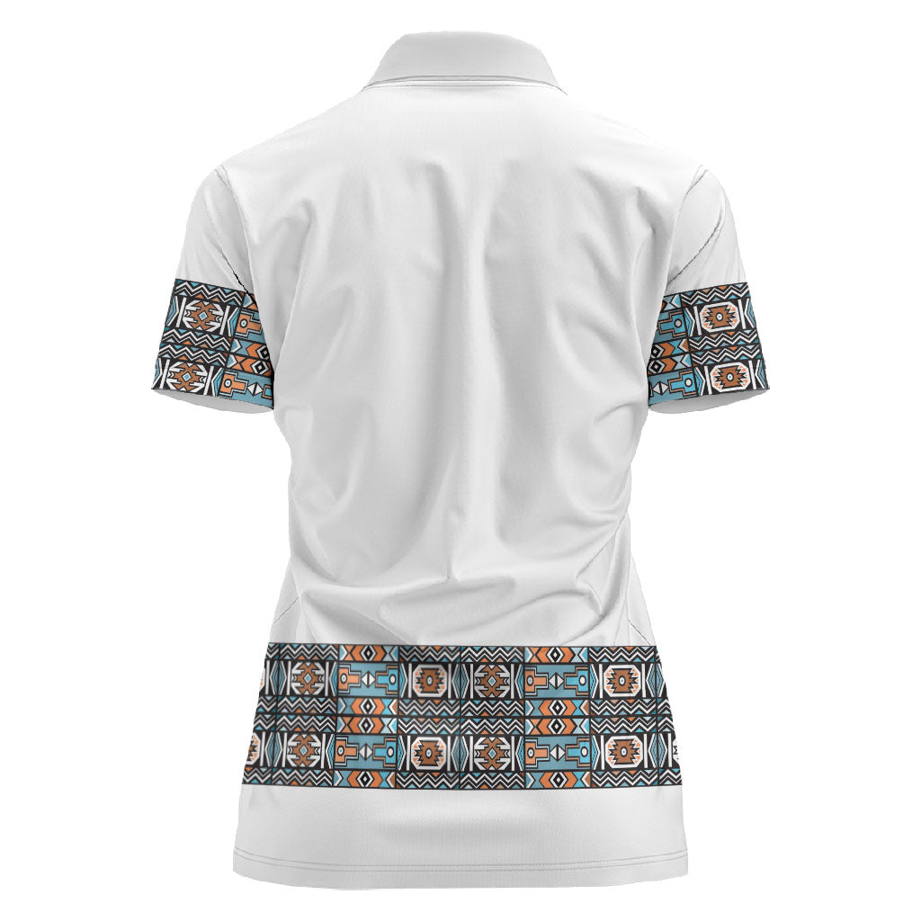 African Ndebele Traditional Attire Women Polo Shirt White Ndebele Stripe
