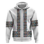 African Ndebele Traditional Attire Zip Hoodie White Ndebele Stripe