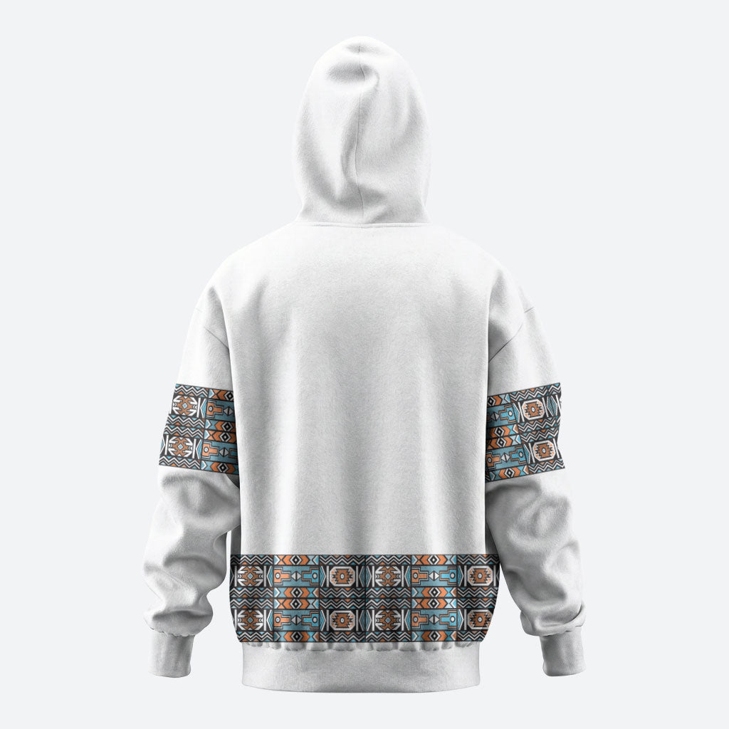 African Ndebele Traditional Attire Zip Hoodie White Ndebele Stripe