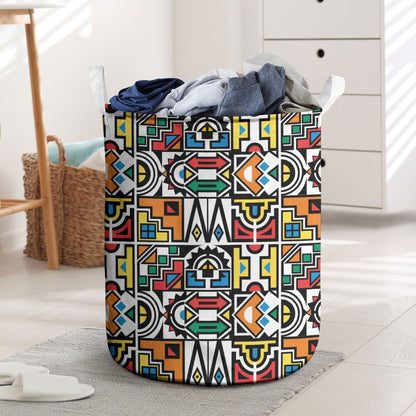African Geometric Ndebele Patterns Laundry Basket