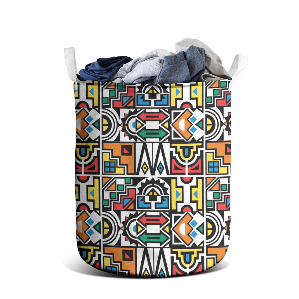 African Geometric Ndebele Patterns Laundry Basket