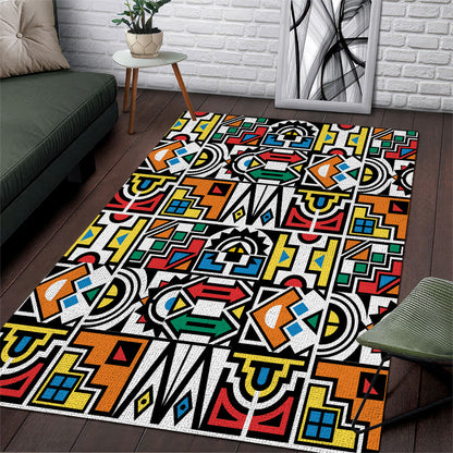 African Geometric Ndebele Patterns Area Rug