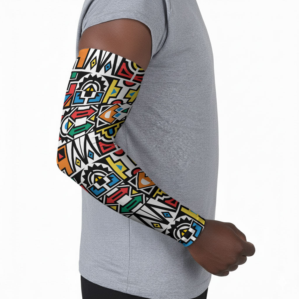 African Geometric Ndebele Patterns Arm Sleeves