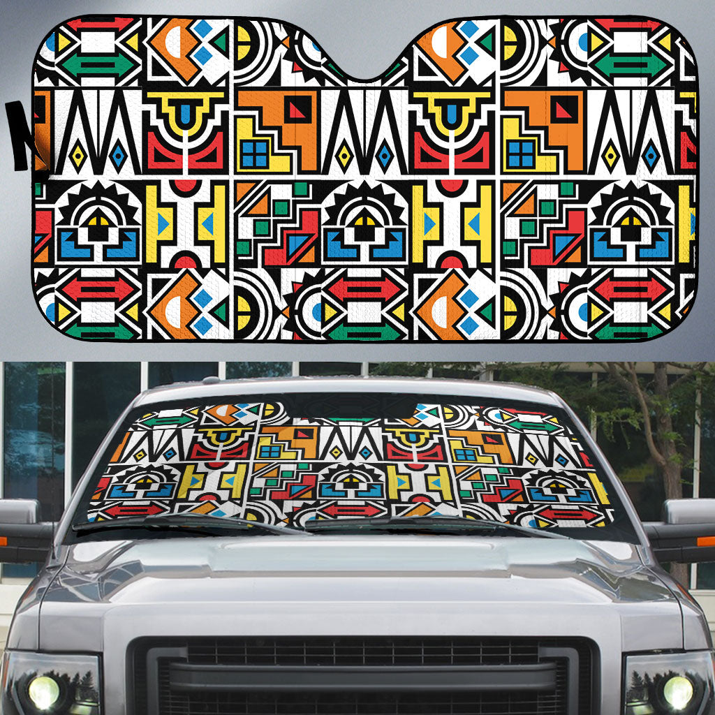 African Geometric Ndebele Patterns Auto Sun Shade