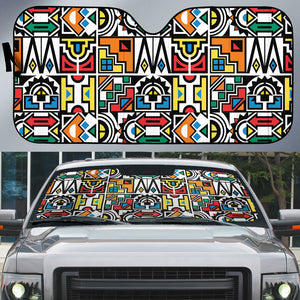 African Geometric Ndebele Patterns Auto Sun Shade