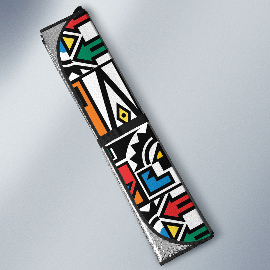 African Geometric Ndebele Patterns Auto Sun Shade