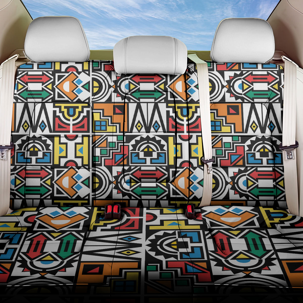 African Geometric Ndebele Patterns Back Car Seat Cover
