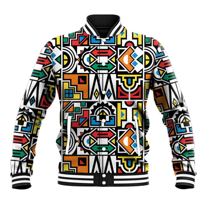 African Geometric Ndebele Patterns Baseball Jacket