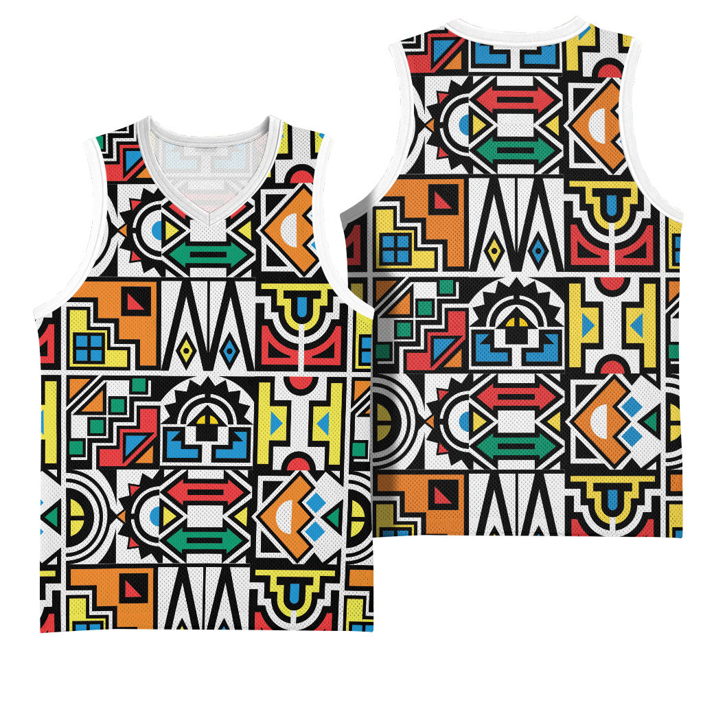African Geometric Ndebele Patterns Basketball Jersey
