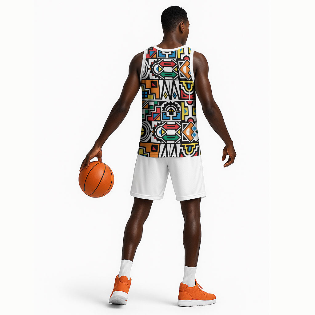 African Geometric Ndebele Patterns Basketball Jersey