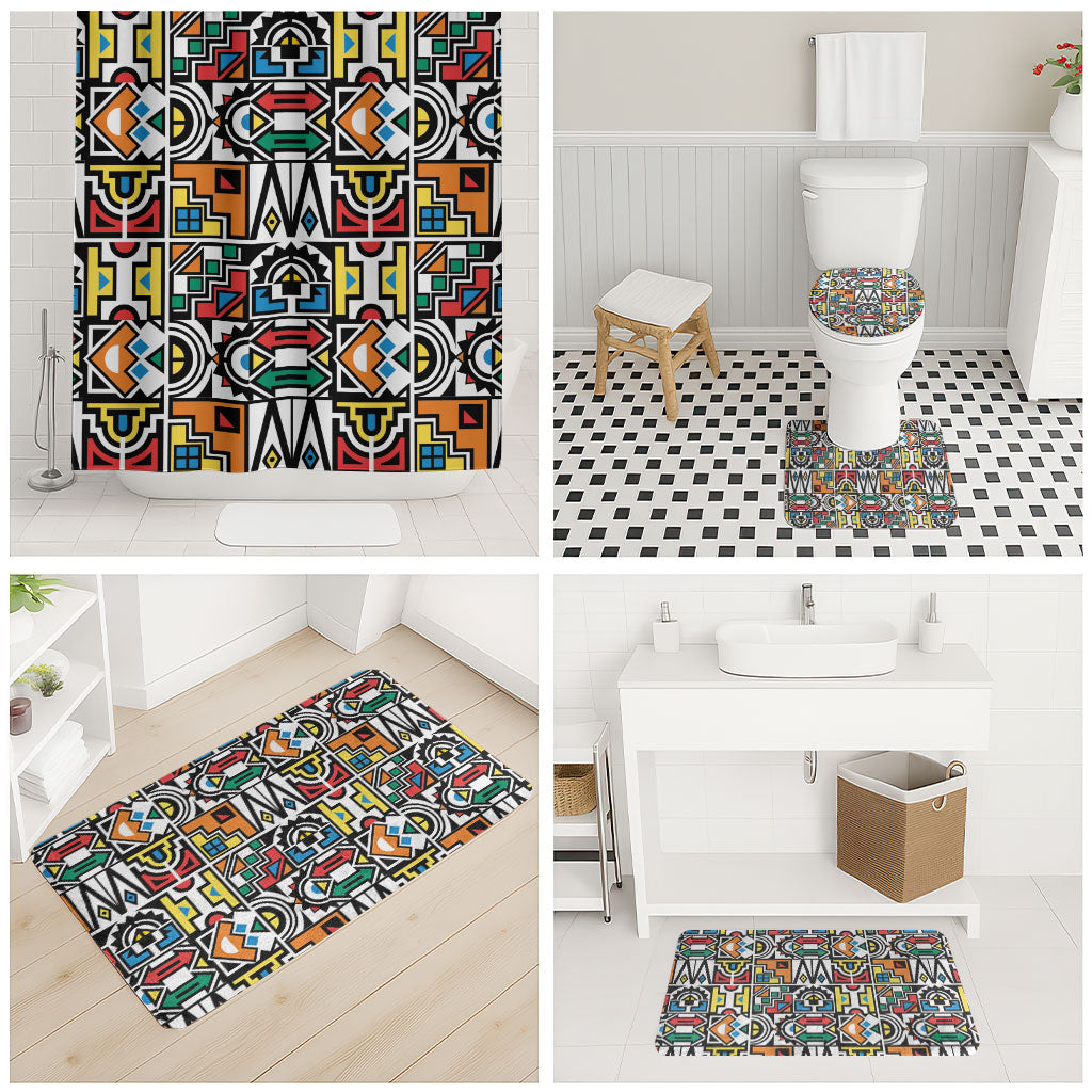 African Geometric Ndebele Patterns Bathroom Set