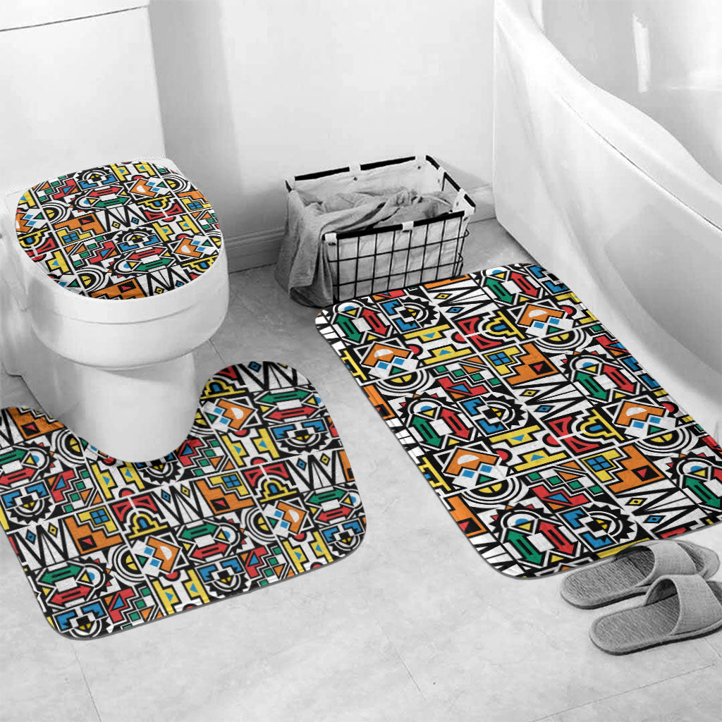 African Geometric Ndebele Patterns Bathroom Set