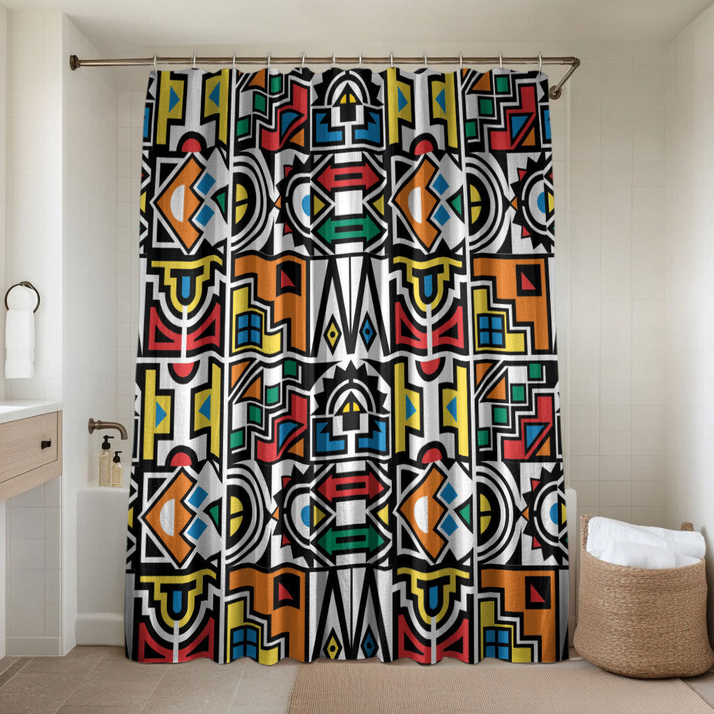 African Geometric Ndebele Patterns Bathroom Set