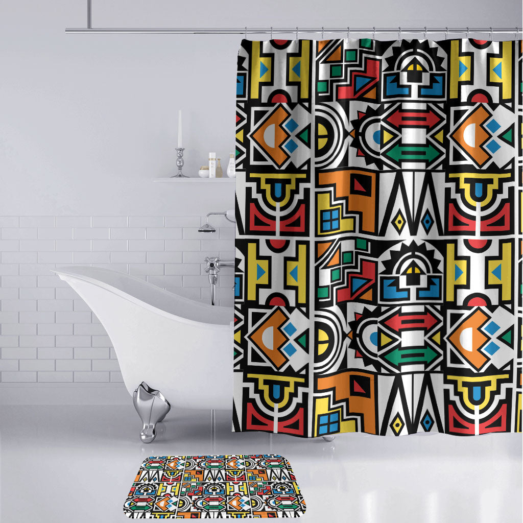 African Geometric Ndebele Patterns Bathroom Set