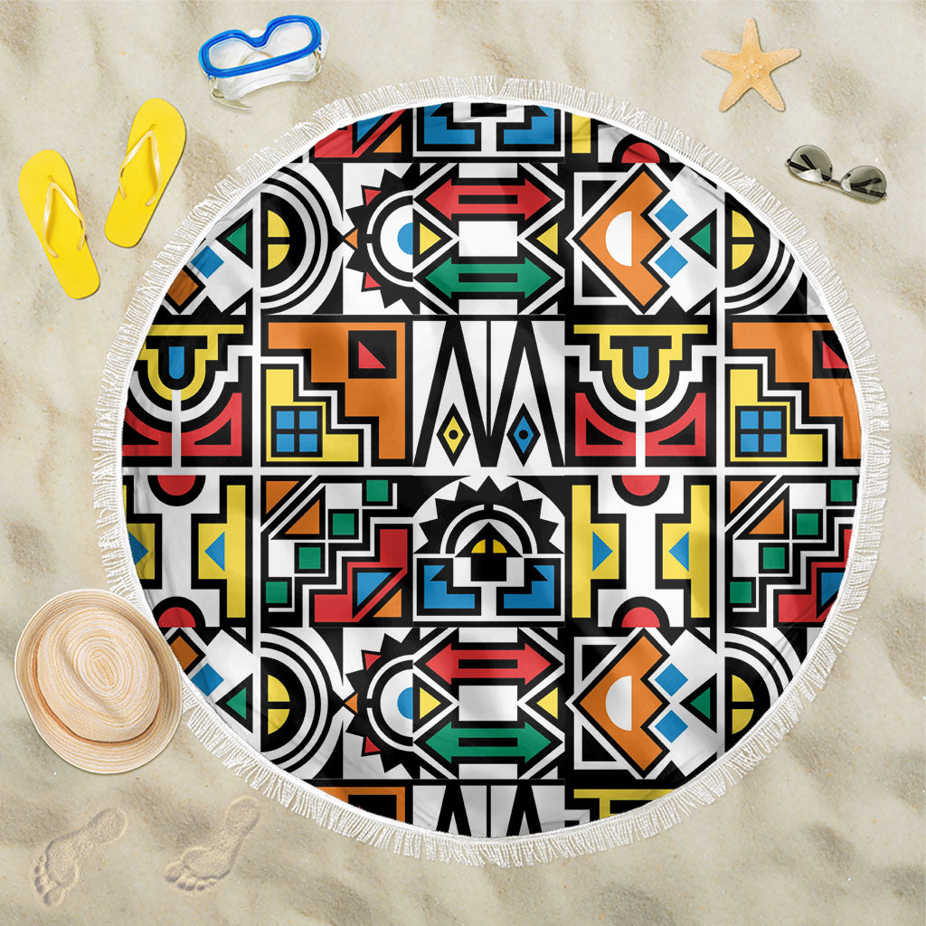 African Geometric Ndebele Patterns Beach Blanket