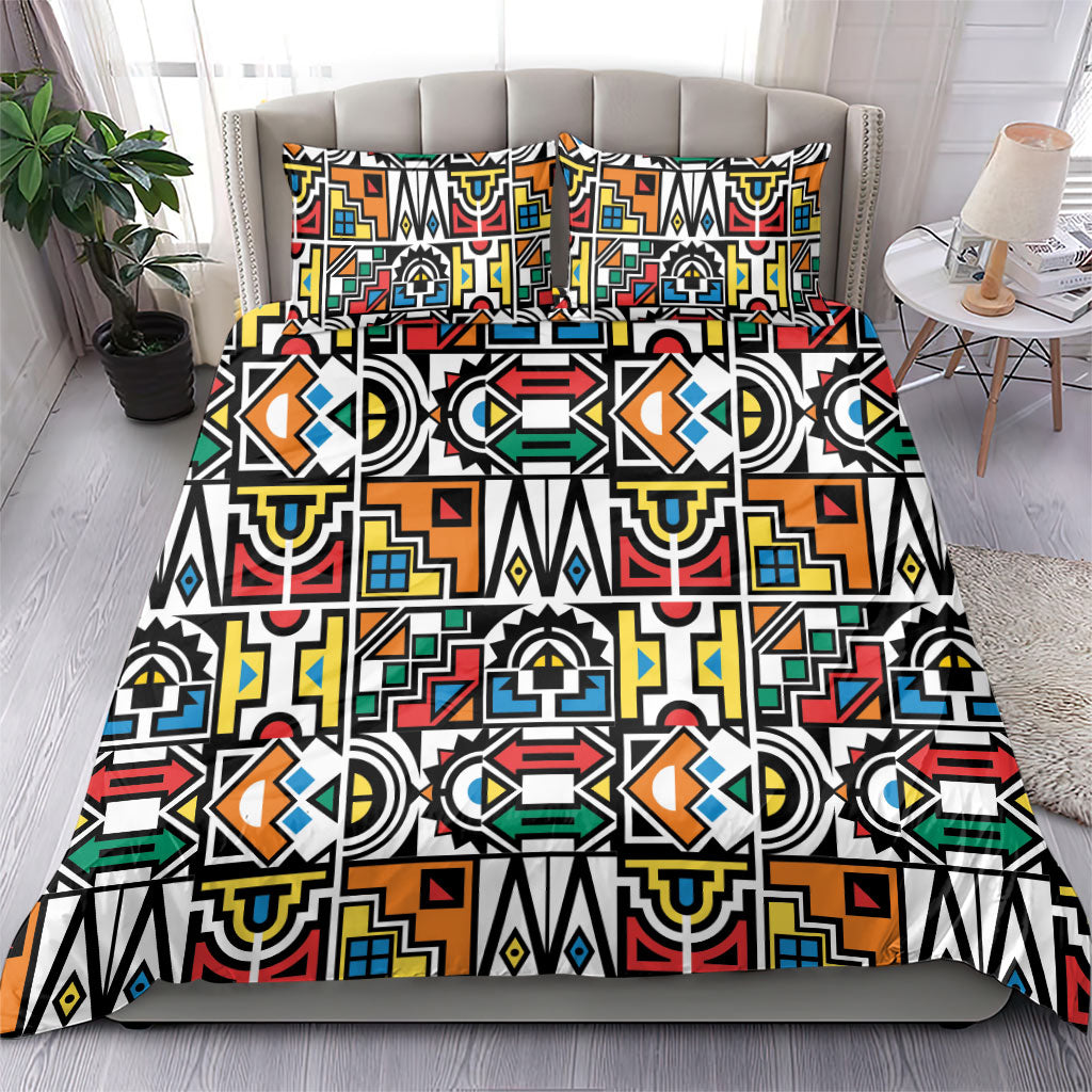 African Geometric Ndebele Patterns Bedding Set