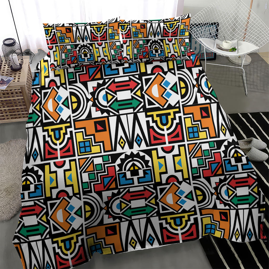 African Geometric Ndebele Patterns Bedding Set