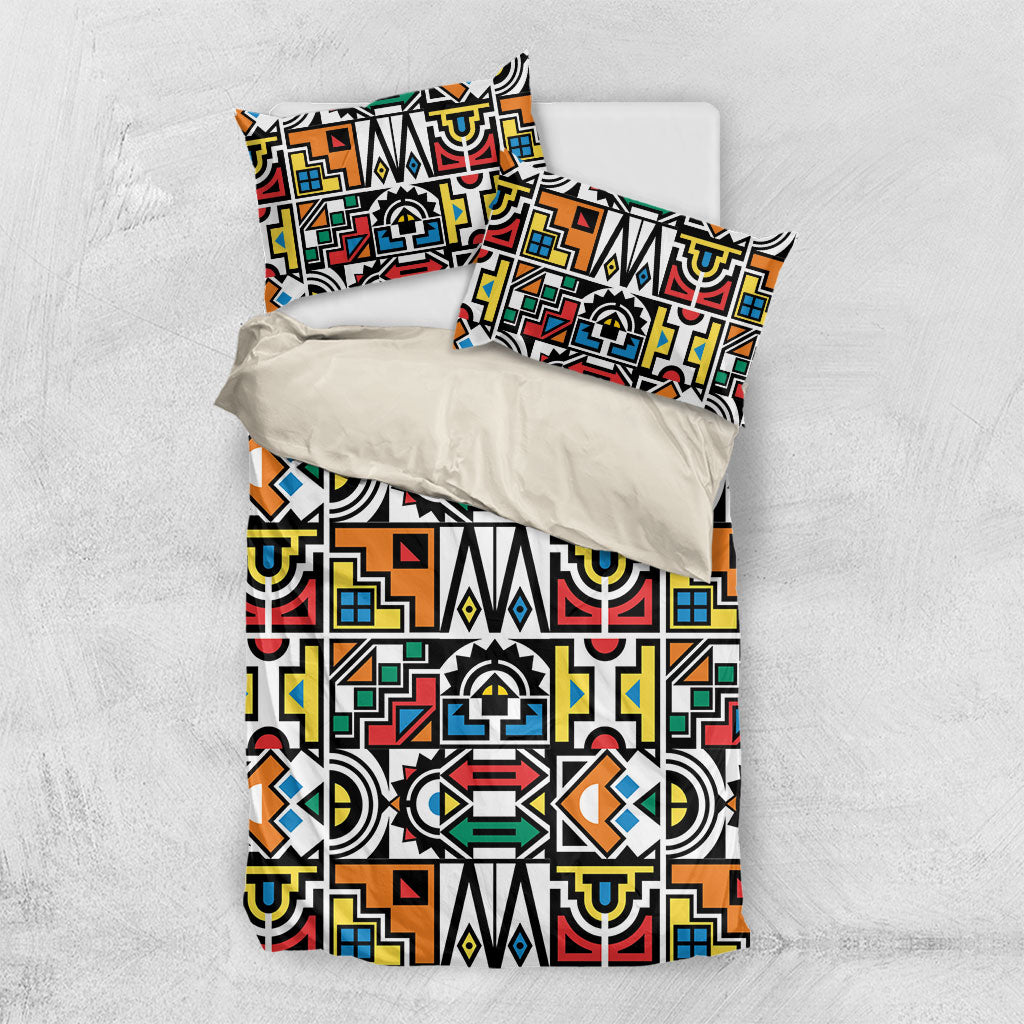African Geometric Ndebele Patterns Bedding Set